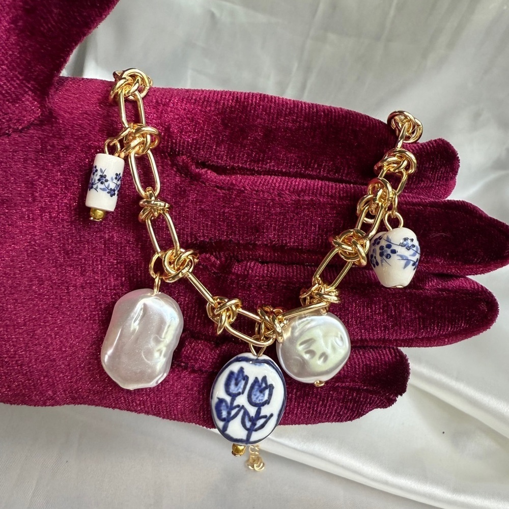 Summertime Gold and Blue Charm Necklace - Picture 11 of 16